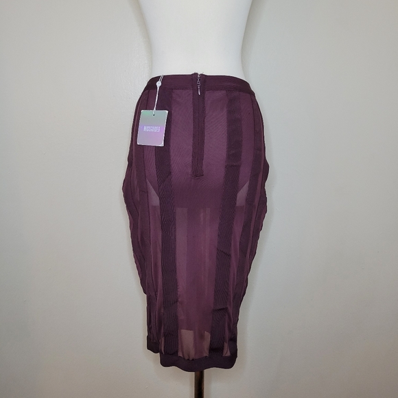 Missguided Bandage Mesh Stripe Bodycon Skirt - Picture 3 of 5